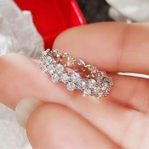 Fashion 925 Silver Rings for Women Shiny Cubic Zirconia Wedding Jewelry